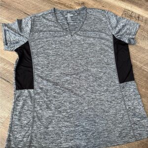 Essentials Gray and Black women V-Neck Tee